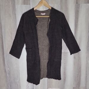 Marie Eiffel Wool Cardigan Made In India Open Front Boho Chic Contemporary